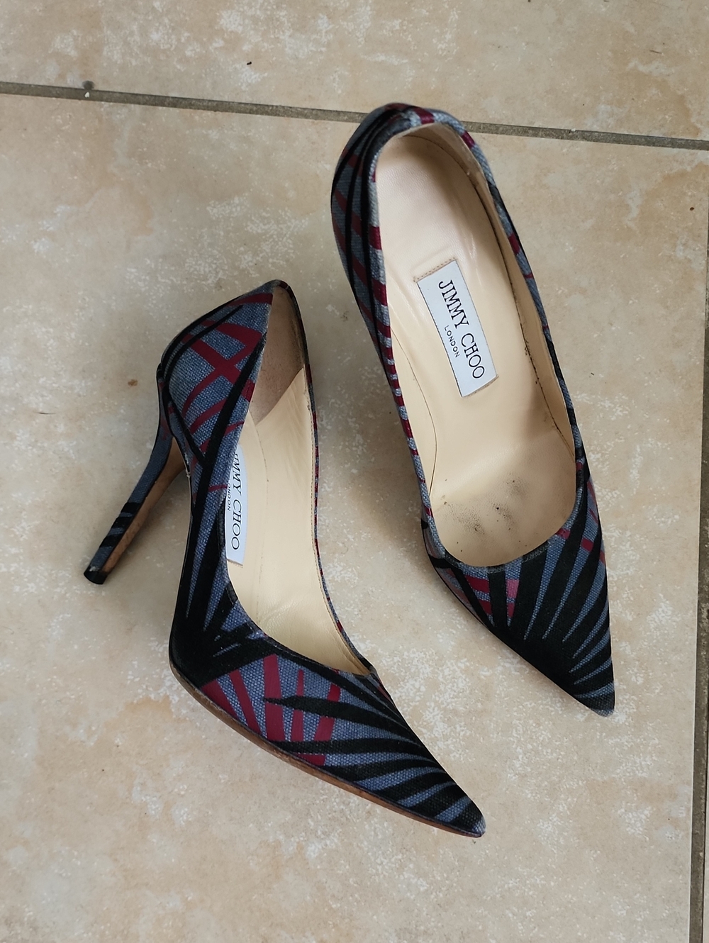 Jimmy Choo Jean Printed Hrels Shoes Size 37 Fit Us Size 6.5